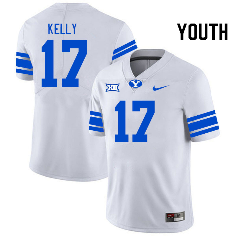 Youth #17 Jack Kelly BYU Cougars College Football Jerseys Stitched Sale-White